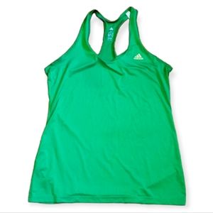 Adidas climalite green ribbed tank top